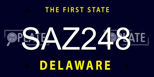 SAZ248 Delaware License Plate