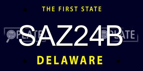 SAZ24B Delaware License Plate