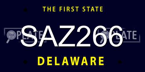SAZ266 Delaware License Plate