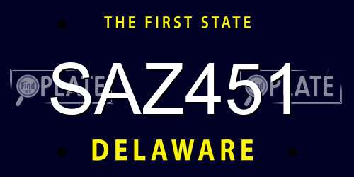SAZ451 Delaware License Plate