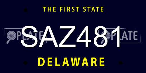 SAZ481 Delaware License Plate