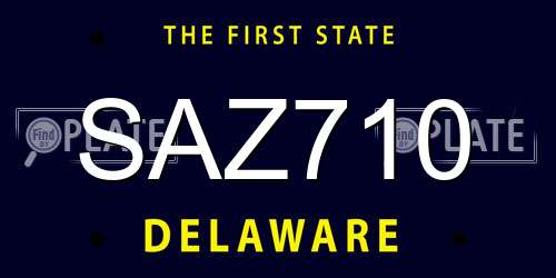 SAZ710 Delaware License Plate