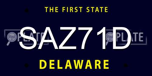 SAZ71D Delaware License Plate