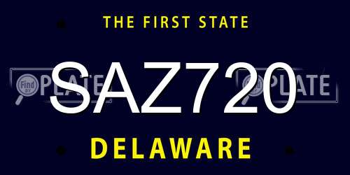 SAZ720 Delaware License Plate