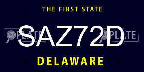 SAZ72D Delaware License Plate