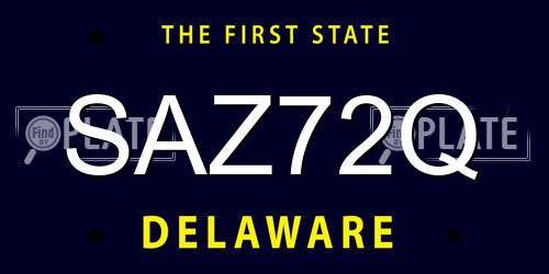 SAZ72Q Delaware License Plate