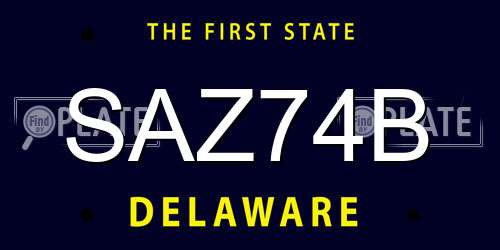 SAZ74B Delaware License Plate