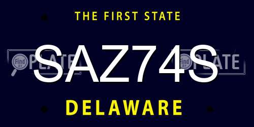 SAZ74S Delaware License Plate