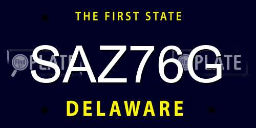 SAZ76G Delaware License Plate