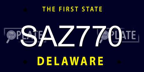 SAZ770 Delaware License Plate