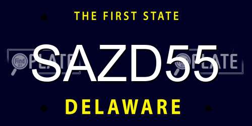 SAZD55 Delaware License Plate