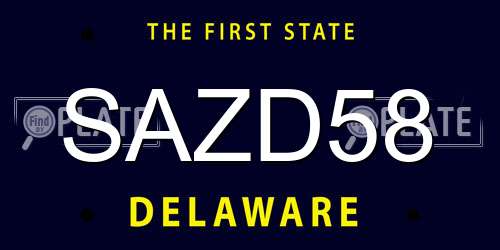 SAZD58 Delaware License Plate