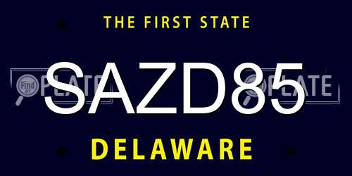 SAZD85 Delaware License Plate