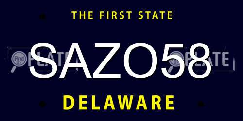 SAZO58 Delaware License Plate