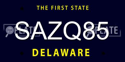 SAZQ85 Delaware License Plate