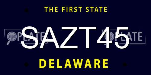 SAZT45 Delaware License Plate