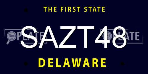 SAZT48 Delaware License Plate