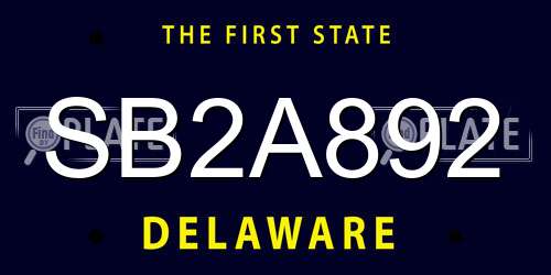 SB2A892 Delaware License Plate