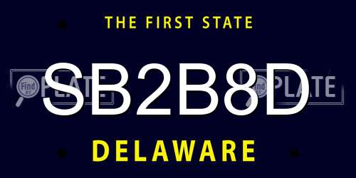 SB2B8D Delaware License Plate