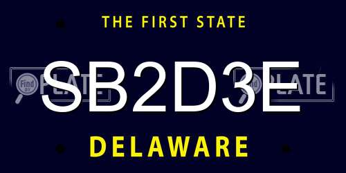 SB2D3E Delaware License Plate