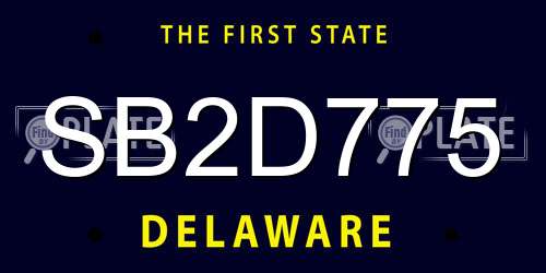 SB2D775 Delaware License Plate
