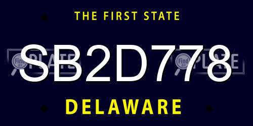 SB2D778 Delaware License Plate