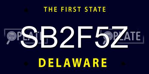 SB2F5Z Delaware License Plate