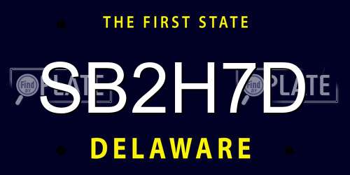 SB2H7D Delaware License Plate