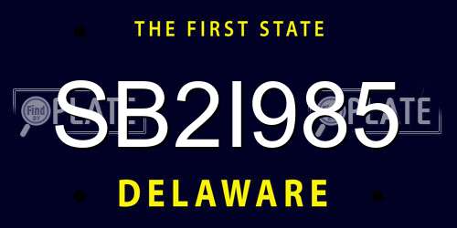 SB2I985 Delaware License Plate