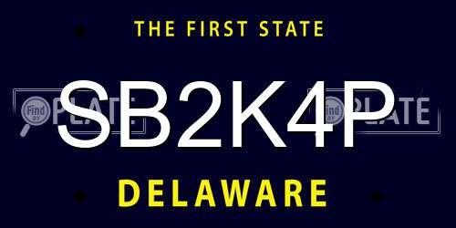 SB2K4P Delaware License Plate