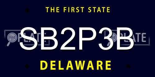SB2P3B Delaware License Plate