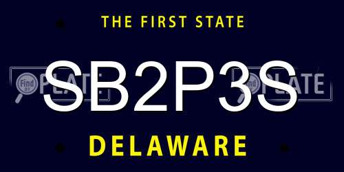SB2P3S Delaware License Plate