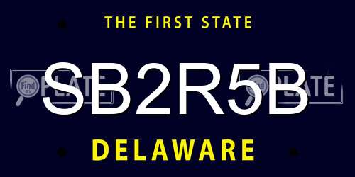 SB2R5B Delaware License Plate