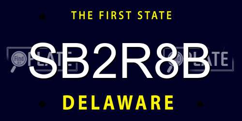 SB2R8B Delaware License Plate
