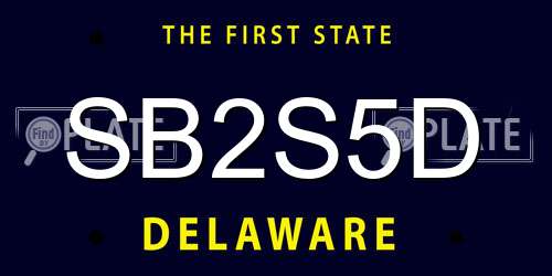SB2S5D Delaware License Plate