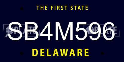 SB4M596 Delaware License Plate
