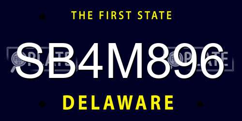 SB4M896 Delaware License Plate