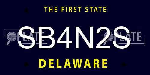 SB4N2S Delaware License Plate