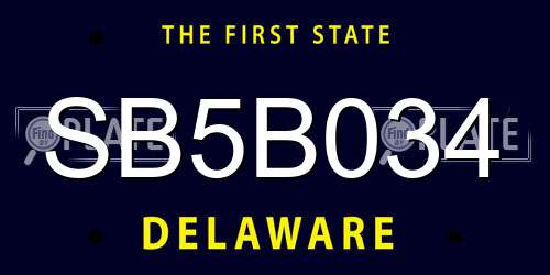 SB5B034 Delaware License Plate