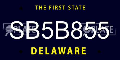 SB5B855 Delaware License Plate