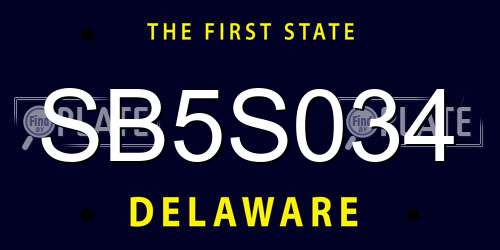 SB5S034 Delaware License Plate