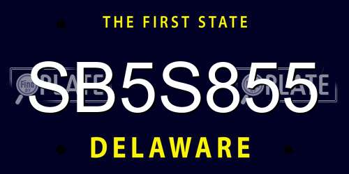 SB5S855 Delaware License Plate