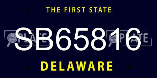 SB65816 Delaware License Plate