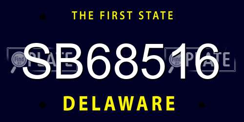 SB68516 Delaware License Plate