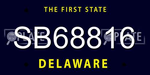 SB68816 Delaware License Plate