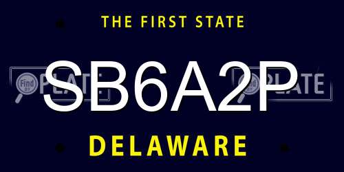 SB6A2P Delaware License Plate