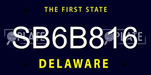 SB6B816 Delaware License Plate