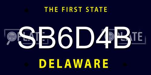 SB6D4B Delaware License Plate