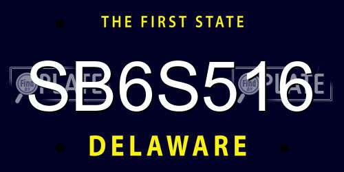SB6S516 Delaware License Plate