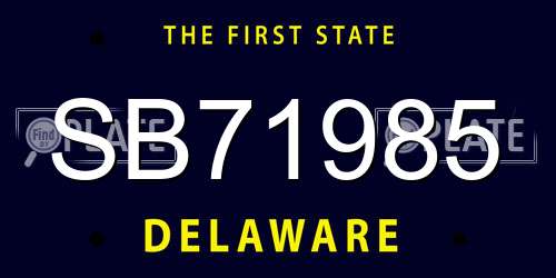 SB71985 Delaware License Plate